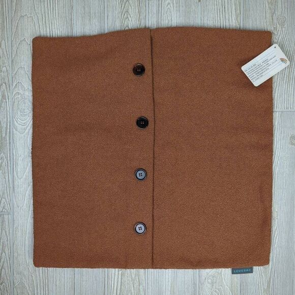 Brand New Lovesac Pillow Cover Sham With Buttons Brown Espresso - Picture 1 of 5
